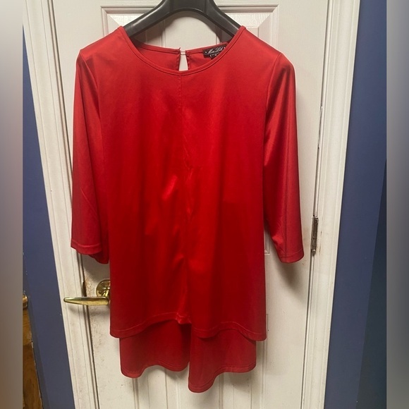 Miss Lili Women Tunic Top High Low Plus Size 1X with back Tie - Picture 1 of 8